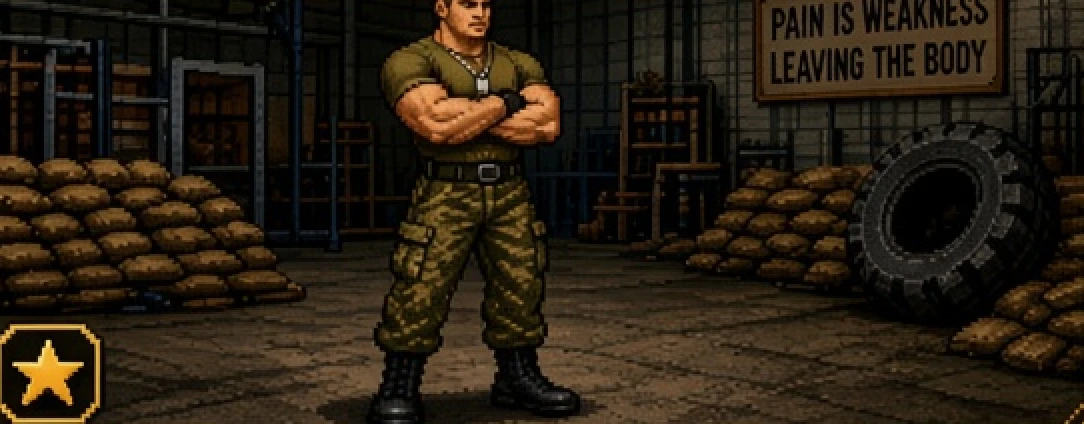 The Sergeant coach in a bunker gym